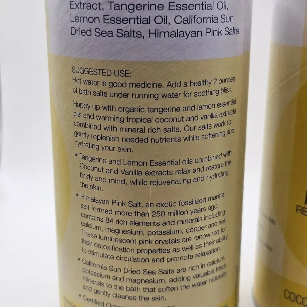 EO Time Out Bath Salt & Soak Coconut & Vanilla with Tangerine 22oz,‎ LOT OF 2